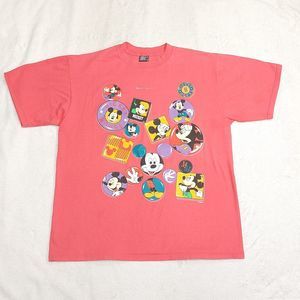 Vintage 90's Sherry's Best Salmon Disney Mickey Mouse Graphic T-Shirt Size XL